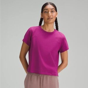 Lululemon Classic Fit Cotton Blend T-Shirt in Magenta Purple